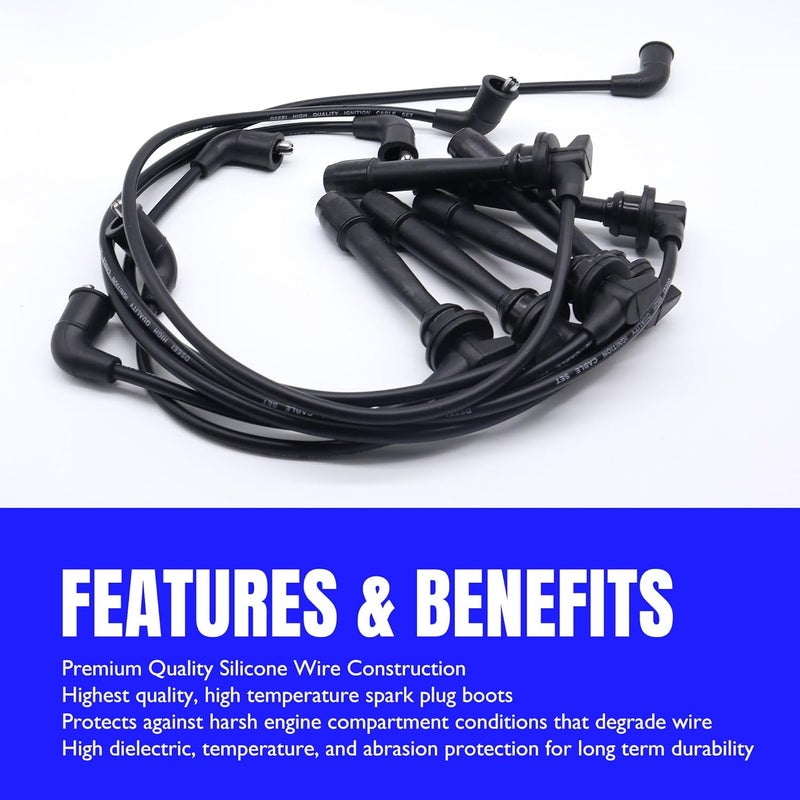 OXCANO 55803 Ignition Spark Plug Wires Set of 6 Compatible with Santa Fe 2001 2002 2003 2004 2005 2006, Sonata 1999 2000 2001 2002 2003 2004 2005, Tiburon 2003-2008, Magentis, Optima - Image 5